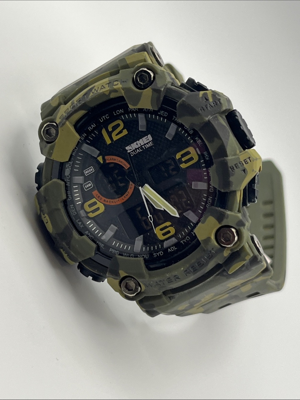 Men's Camouflage Dual Time Sport Watch - Green